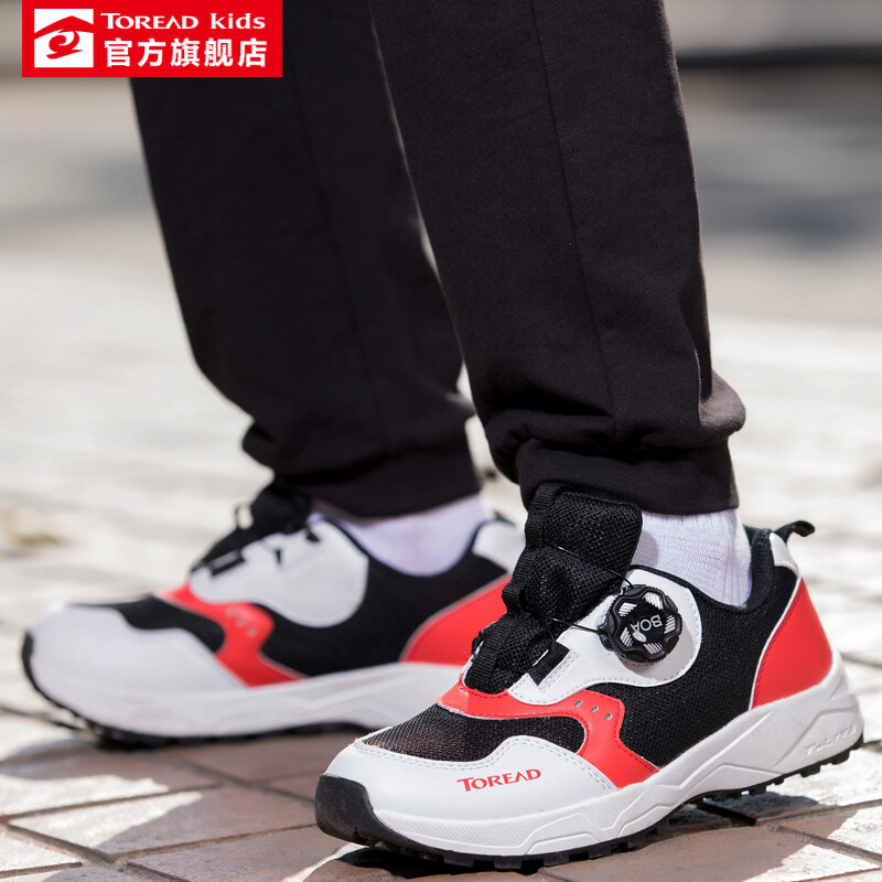 探路者（TOREAD）童装户外秋冬男女童通款徒步鞋防滑耐磨健走鞋QFOG85005 QFOG85005-G01A黑色/石榴红（童） 33