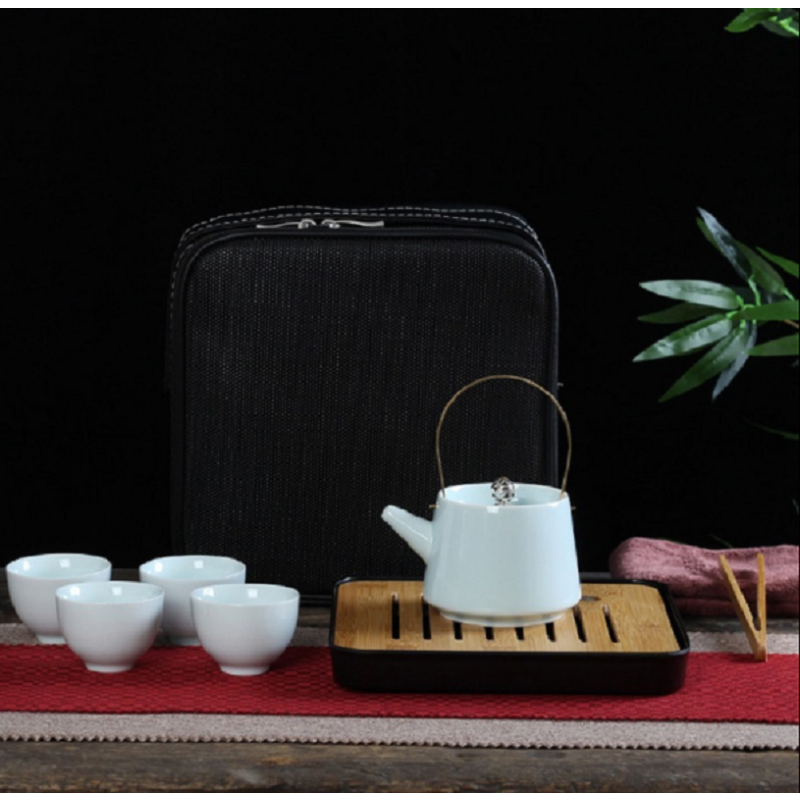 大润窑(DA RUN YAO)相约旅行提梁8件套功夫茶具套装 白色. 白色
