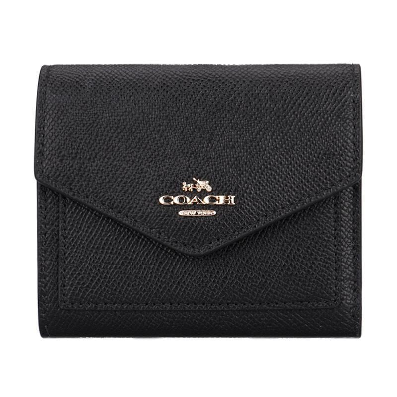COACH 蔻驰 奢侈品 女款皮革短款钱包 58298 LIBLK-黑色