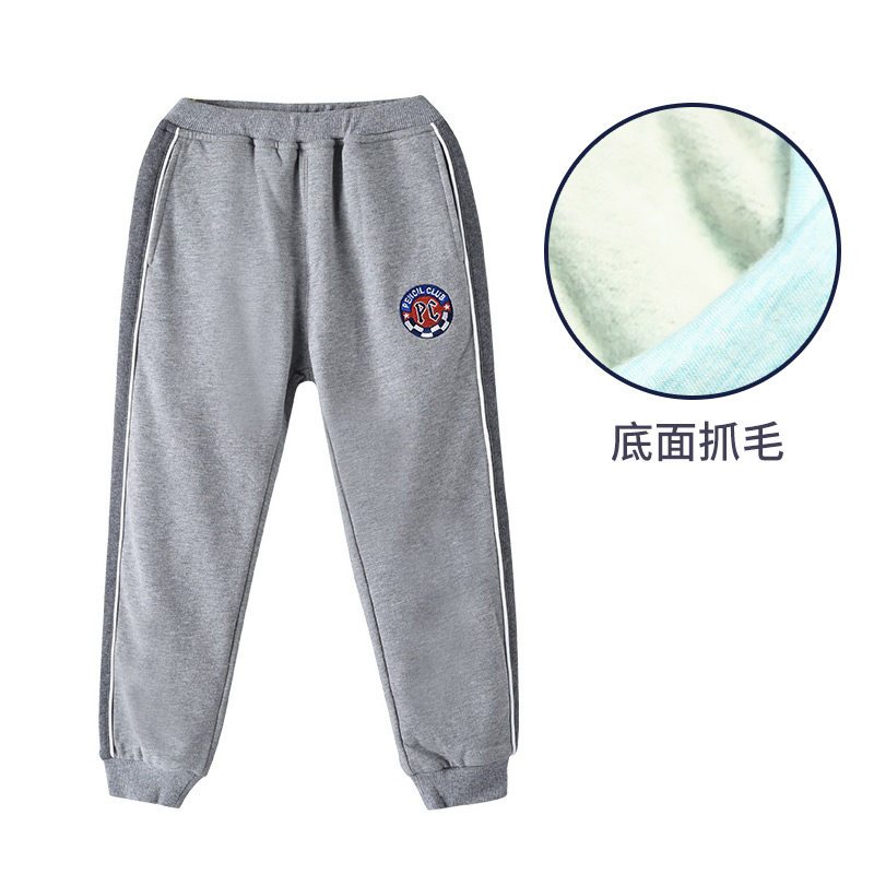 铅笔俱乐部童装2019秋冬新款男童长裤中大童儿童抓绒加厚双层裤子 110 花灰