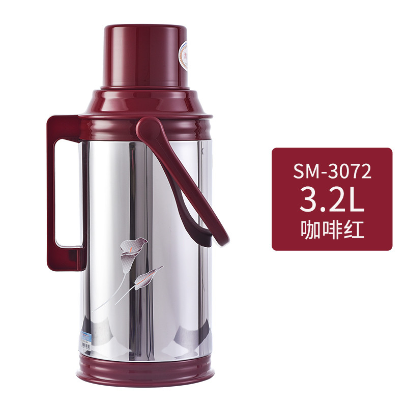 (DT)清水(SHIMZU) 3072-320 3.2L不锈钢保温瓶 带盖 玻璃内胆(计价单位：个) 酒红色