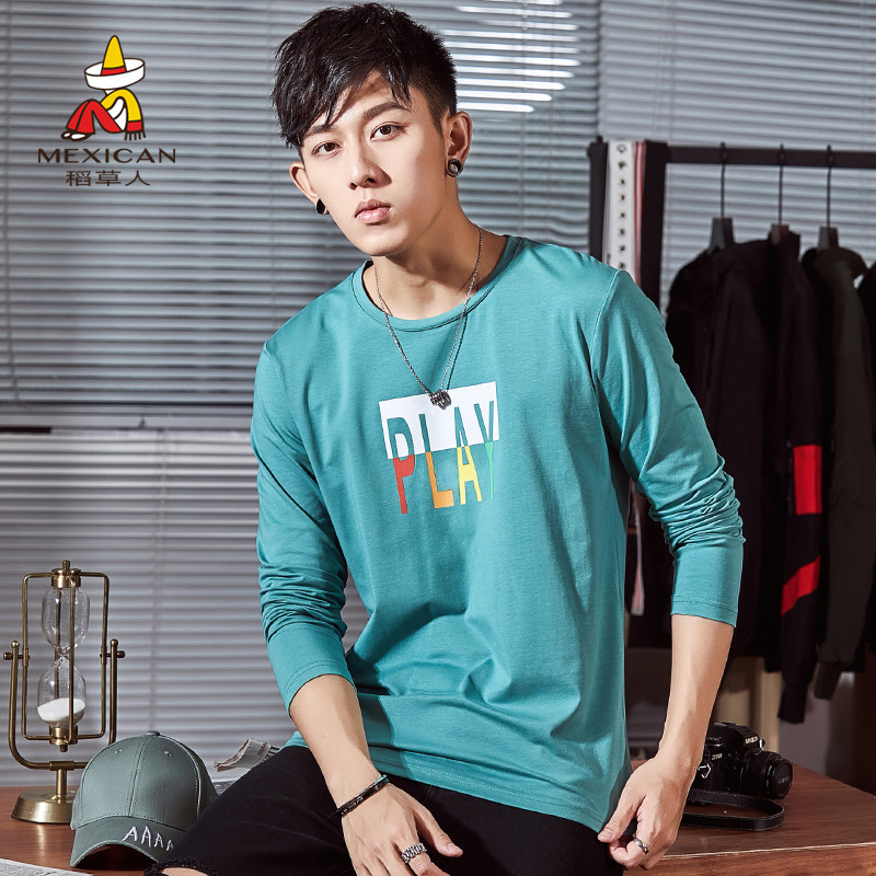 稻草人卫衣男2019秋季新品套头圆领印花衣服运动休闲外套男春秋 2XL 军绿色
