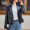 娅丽达女装2019秋季新款短款皮衣女韩版宽松原宿风纯色修身小外套 L 黑色(A0)