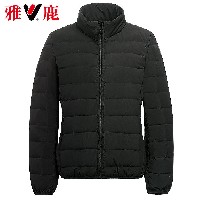yaloo/雅鹿轻薄羽绒服女短款2019新款韩版鸭绒休闲修身薄款外套_1 L 黑色