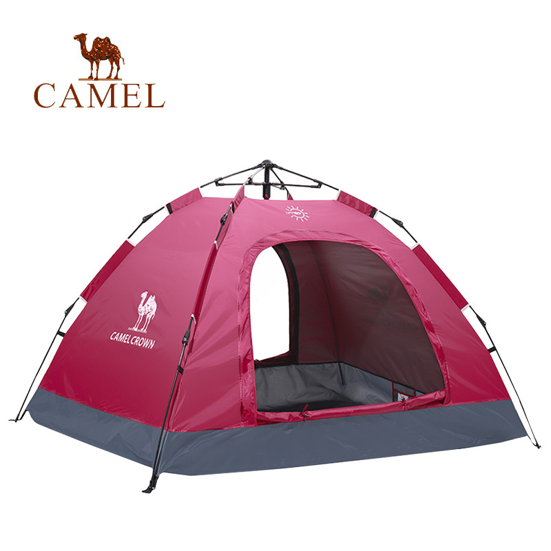Camel骆驼帐篷户外3-4人 全自动速开双层遮阳防雨 野外露营帐篷 A9W3H8110红色
