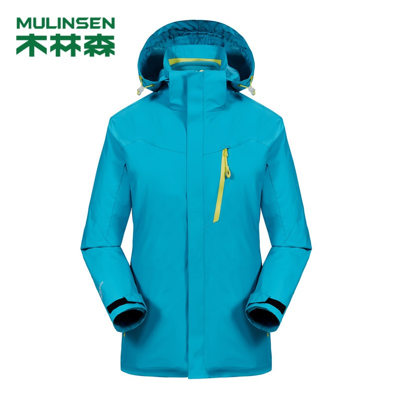 木林森(MULINSEN)2019年冬季新款防风防泼水保暖排湿透气情侣款三合一两件套冲锋衣 S 女款-翠兰