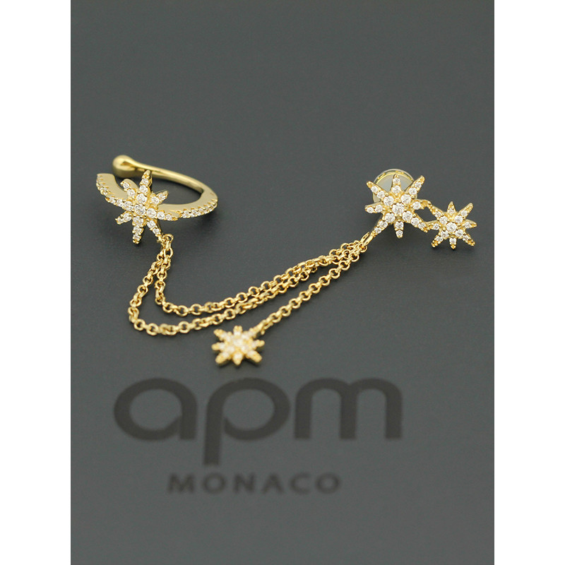 apm MONACO周冬雨同款高级感星星流星耳骨夹银耳饰耳扣 时尚金