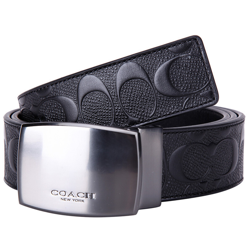 COACH 蔻驰 奢侈品 男士黑色皮质腰带皮带男 黑色