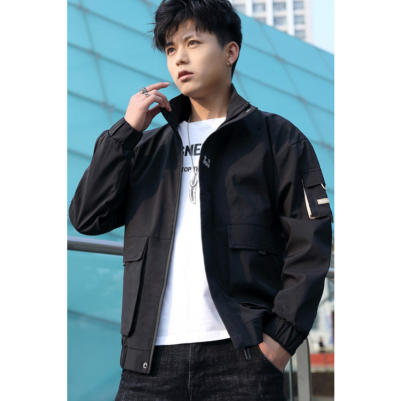 三弦(LA CORDE)外套男士工装夹克2019春秋新款帅气潮牌男装韩版宽松休闲上衣褂子LA-TCJK8815 4XL 卡其色