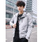 蓝旗(BLUEG)2019秋季新款男士夹克潮流韩版青年休闲连帽工装外套 M 浅灰