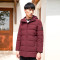 千仞岗男士中长款商务休闲纯色连帽羽绒服外套229627 195/5XL 富贵红