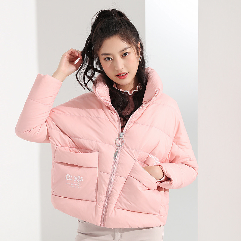 千仞岗女士秋冬短款面包服立领时尚宽松短外套229100 160/S 樱花粉