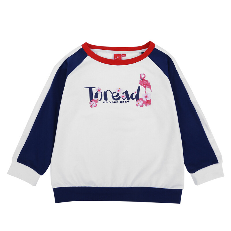 探路者（TOREAD）童装户外春夏女童长袖T恤卫衣QAUH84021 160 QAUH84021-G02C白色/深海蓝（童）