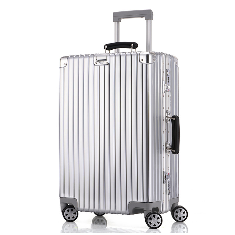 SWISSGEAR瑞士军刀行李箱铝框拉杆箱新品金属万向轮行李箱旅行箱 登机箱PC+ABS箱包 29寸L7008 银色 29寸