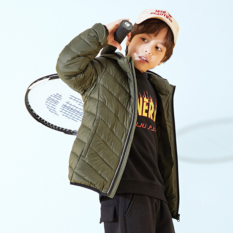 千仞岗2019新品童装羽绒服男童女童连帽保暖羽绒服239810 130 海藻绿