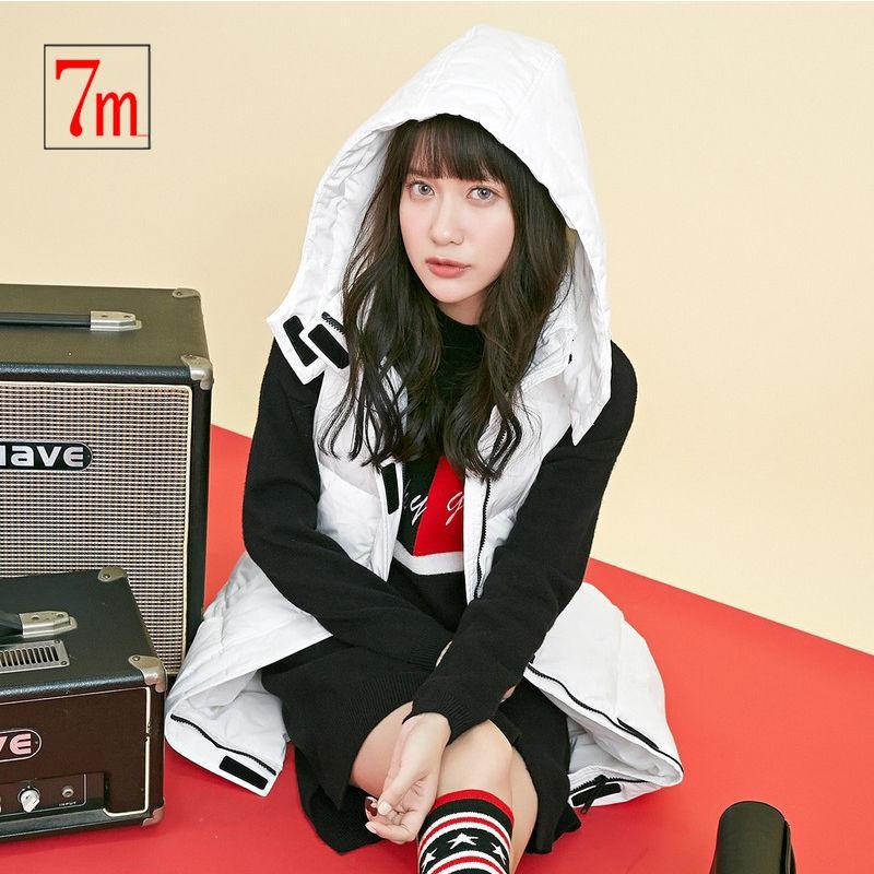 7M白色马甲潮棉服女装秋季新款装韩版中长款女式马夹背心纯色外套70008881 本白 L建议(115斤-130斤)