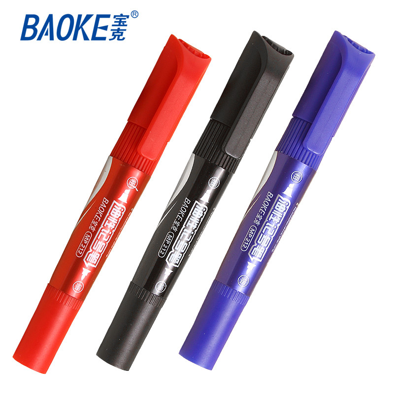 宝克(baoke)官方正品油性记号笔MP212黑蓝红色双头大头笔可加墨快递物流 蓝色12支