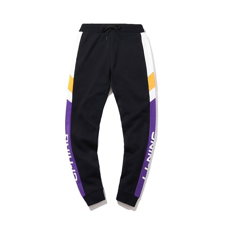 李宁运动时尚系列男子卫裤AKLP847-2 3XL AKLP847-2新标准黑+铁兰紫