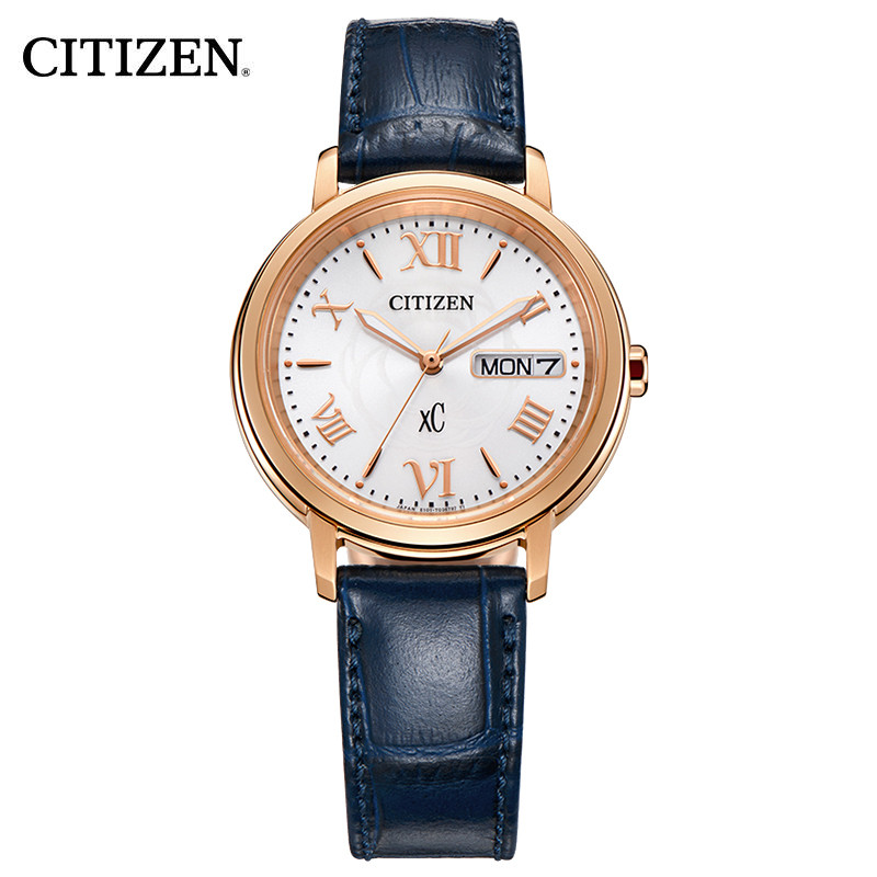西铁城（CITIZEN）手表光动能蓝色皮表带蓝宝石复古时尚颜值女表EW2422-21AB【蓝色皮带复古时尚女表】