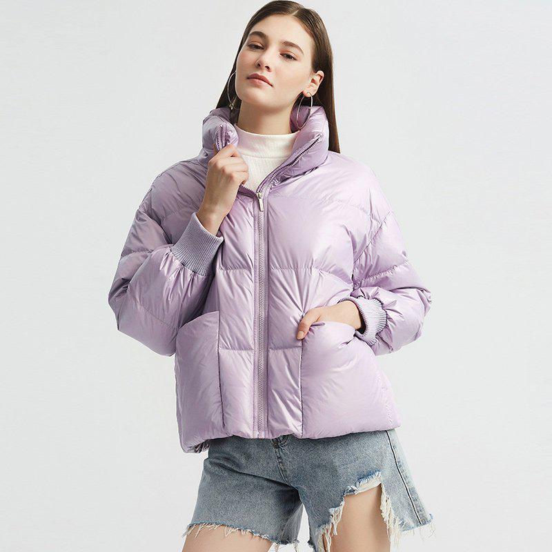 雪中飞羽绒服女短款2019新款爆款白鸭绒时尚轻薄小个子外套时髦 粉色 165/88A(M)