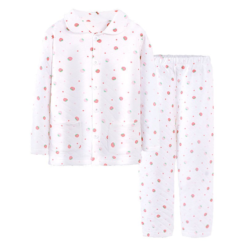 南极人儿童家居服套装保暖睡衣女童睡衣套装上衣裤子两件装家居服 140cm 白色