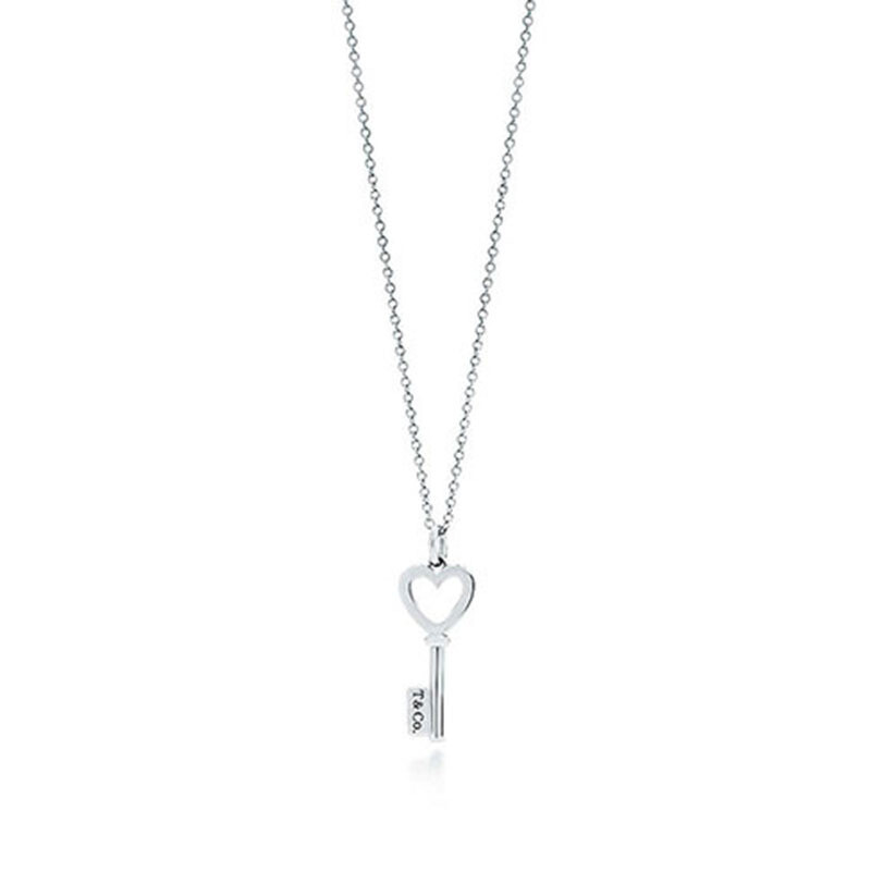 蒂芙尼 Tiffany&Co SS MN HEART TCO KEY PDT 16IN系列 925银心形钥匙吊坠项链 小号银色