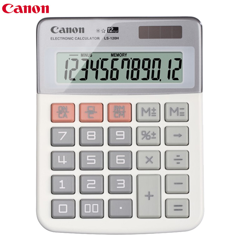 佳能(CANON)LS-120H计算器 12位数显计算器 太阳能计算器 商务台式快打计算器 办公用品 灰色