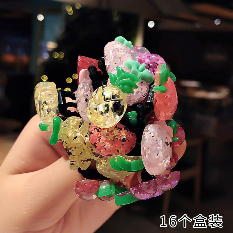 迪鲁奥（DILUAO)【新款上新】女童饰韩国儿童扎头橡皮筋绳可爱公主宝宝头绳饰女童不伤圈头饰 3#缤纷水果(16个)