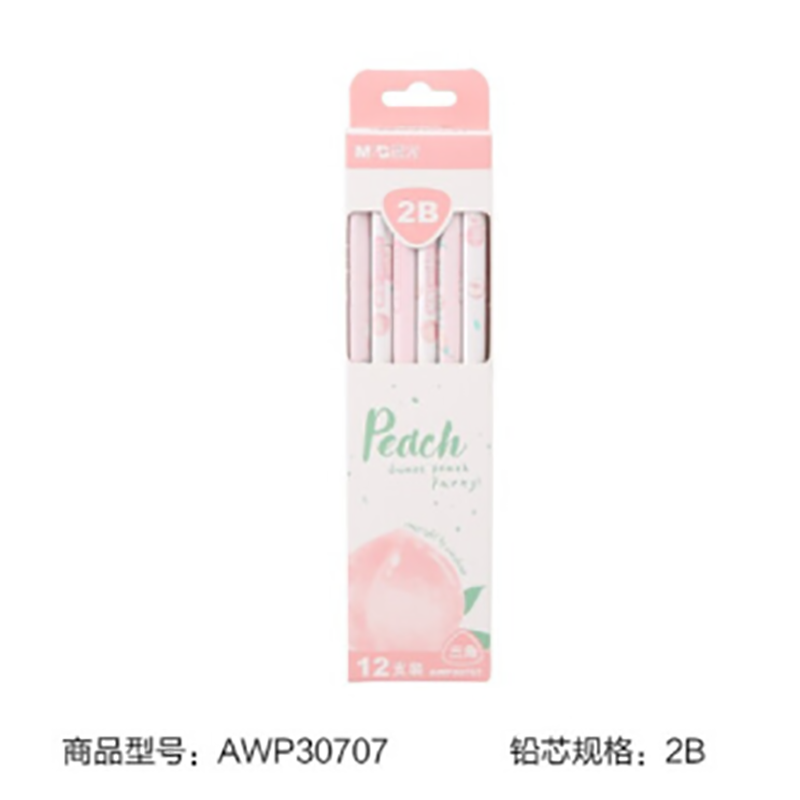 晨光桃汽2B三角木杆铅笔AWP30707 黑色