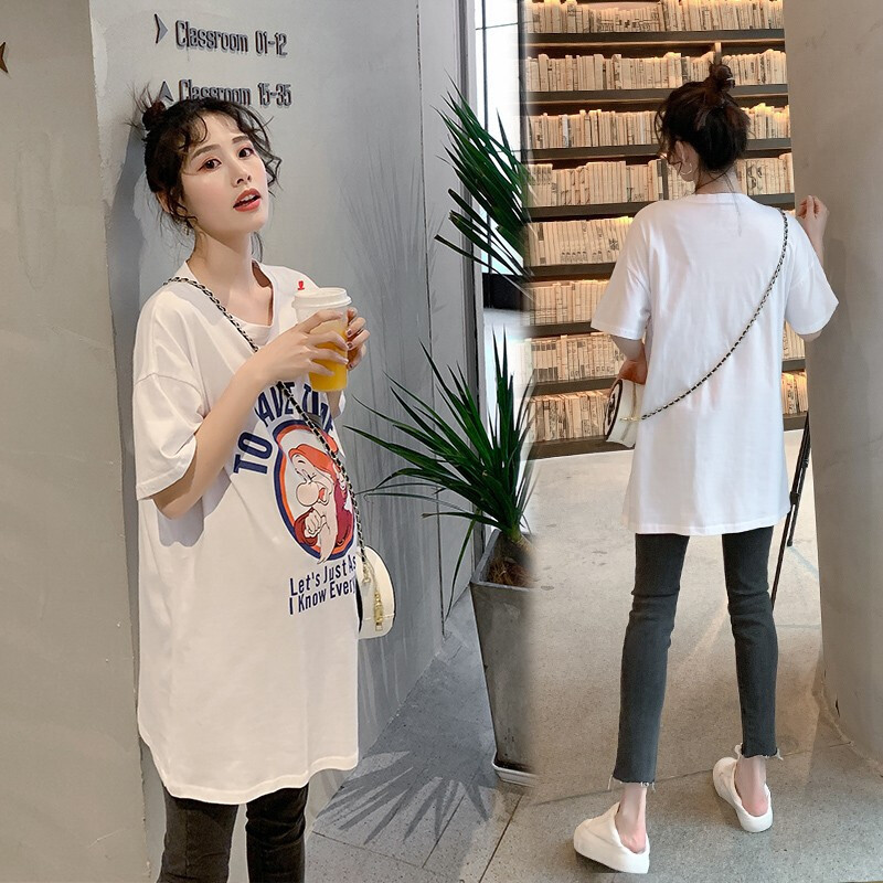 迪鲁奥（DILUAO)孕妇装夏装外出2019新款卡通上衣T恤孕妇连衣裙中长款时尚潮妈孕妇套装夏季宽松透气孕妇裙子_34 默认颜色 XXL