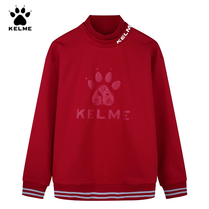 KELME卡尔美卫衣女高领保暖时尚LOGO印花休闲套头衫 S/155 红色