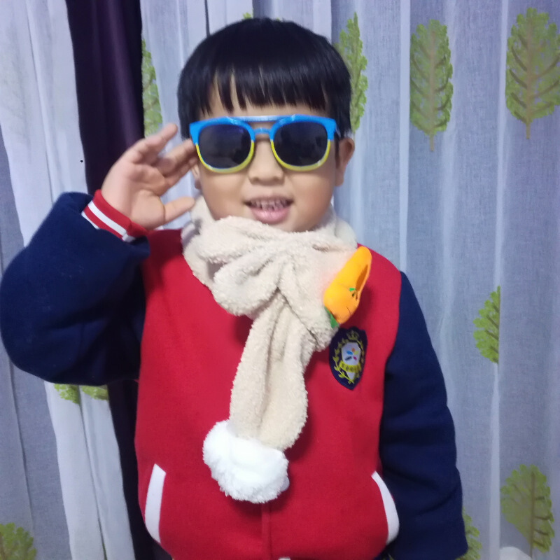 迪鲁奥（DILUAO)儿童围巾加绒公主微博加厚保暖秋冬季男童女童宝宝法兰绒脖套 红色 1-6岁 卡其色 默认尺寸