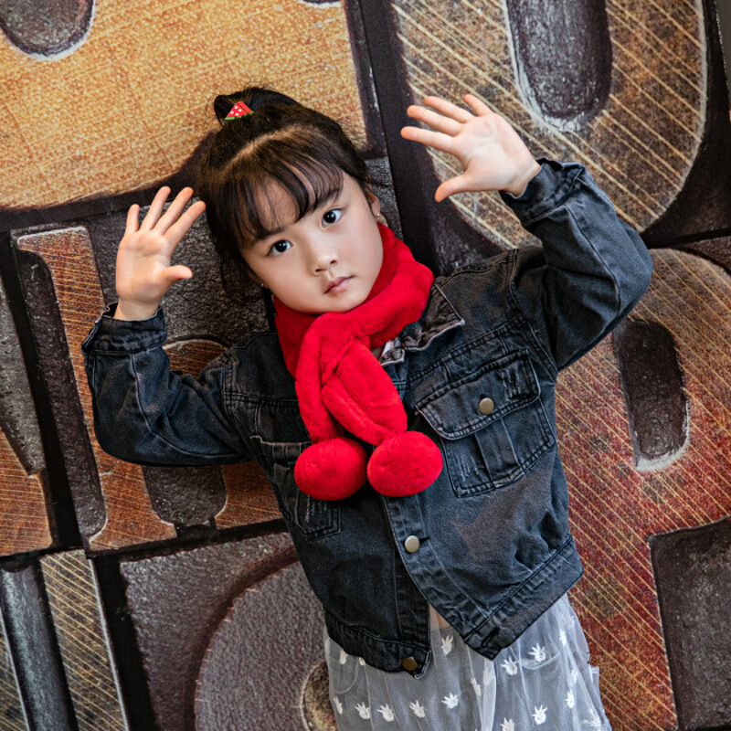 迪鲁奥（DILUAO)儿童围巾加绒公主微博加厚保暖秋冬季男童女童宝宝法兰绒脖套 红色 1-6岁 大红 默认尺寸