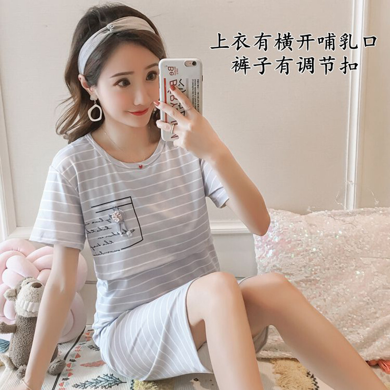 迪鲁奥（DILUAO)新款上市长袖孕妇睡衣秋冬天坐月子服薄款女士产后加大码宽松可喂奶春秋季 浅灰色 XXL码(125-140斤)