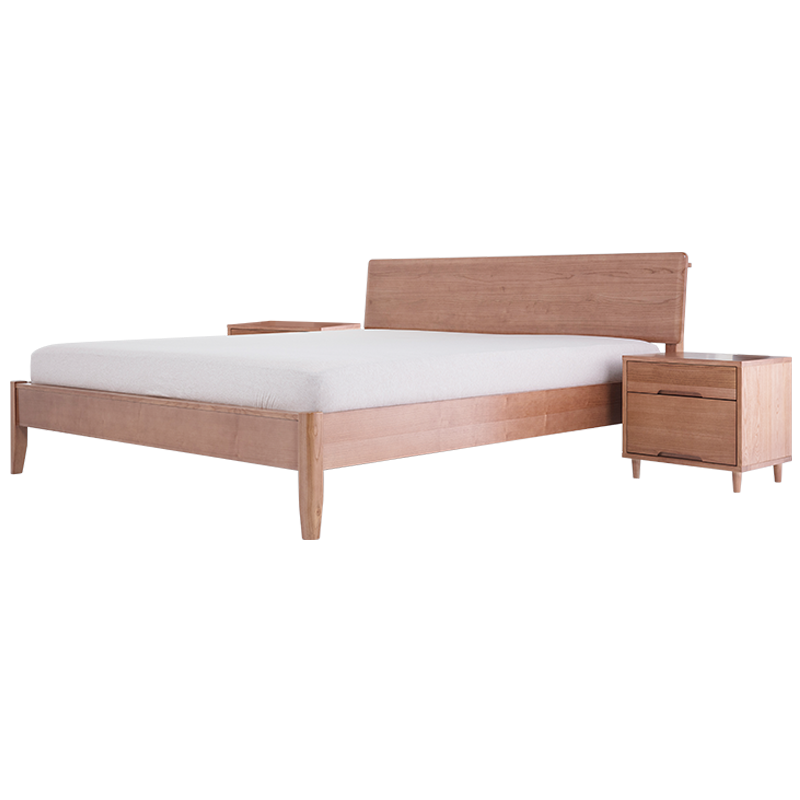 8H实木床 小米实木床 双人床 1.81.5米新中式现代白蜡木床床头柜双人床卧室家具组合套装