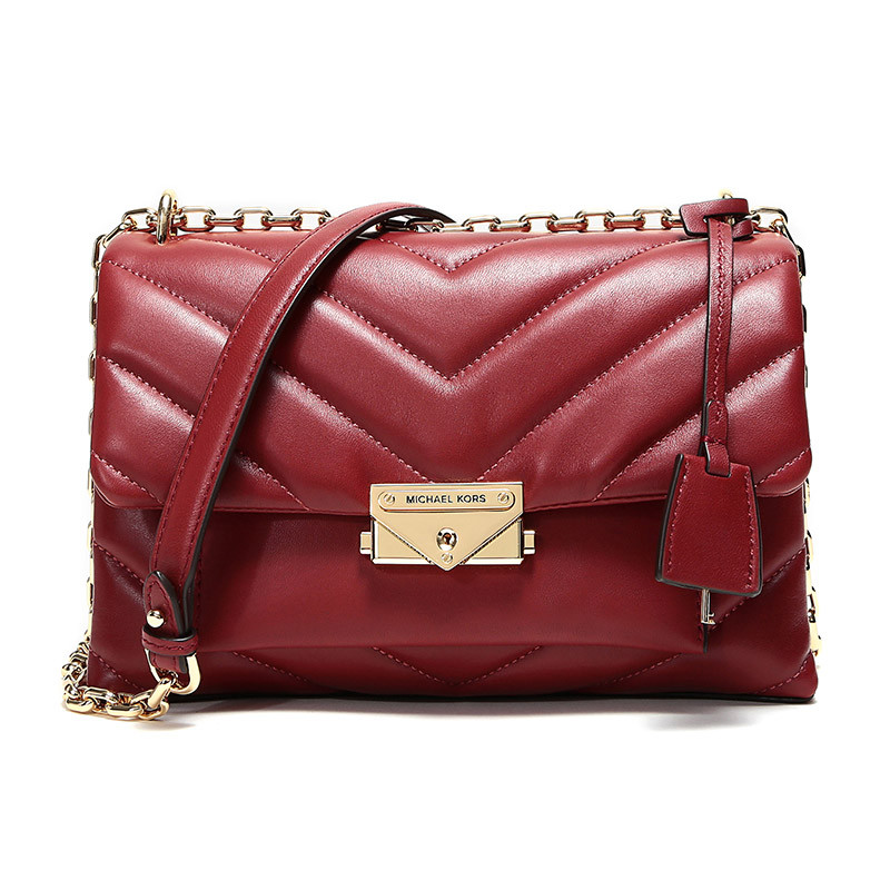 MICHAEL KORS 迈克·科尔斯 女士皮质中号绗缝单肩斜挎包 30T9G0EL8L BRANDY-酒红色