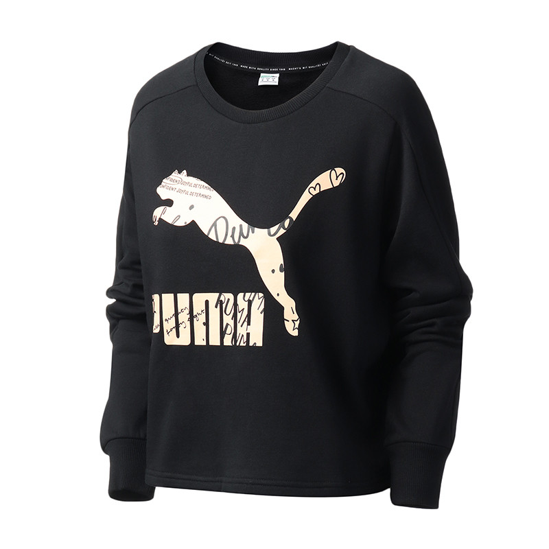 PUMA彪马女装运动服休闲圆领卫衣套头衫59521471 L 59521471黑色