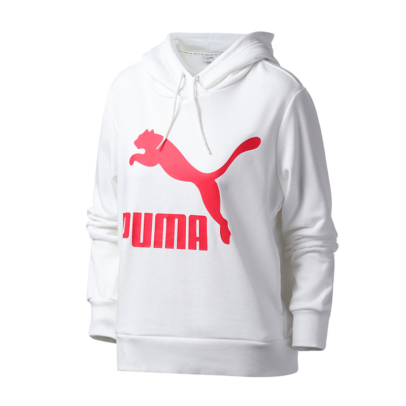 PUMA彪马女装运动服休闲LOGO款连帽针织运动卫衣/套头衫595915 59591502彪马白 S