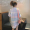 如熙格子衬衫女防晒长袖外套女士衬衫 粉紫色 XS