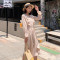 如熙法国小众连衣裙V领雪纺连衣裙甜美复古装女裙子 卡其色 均码