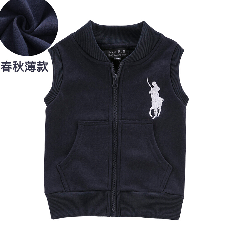 迪鲁奥（DILUAO)2019新款儿童马甲背心春婴儿坎肩薄款女宝宝小童外套男童马夹潮Sy 藏青色(无帽)薄款 吊130码(身高125cm)