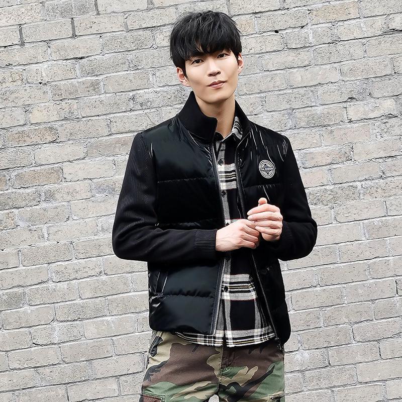 雪中飞男装羽绒服男士2019冬季新款短款夹克轻薄保暖帅气外套上衣_1 175/92A 黑色