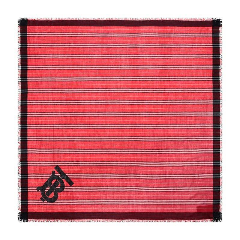 BURBERRY 博柏利 男女通用混纺大号围巾方巾 80147731-亮红色专属标识