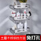 免安装卫生间置物架 - 浴室厕所洗漱台壁挂 - 三角方形转角收纳架 304不锈钢四方蓝三层(免打孔)