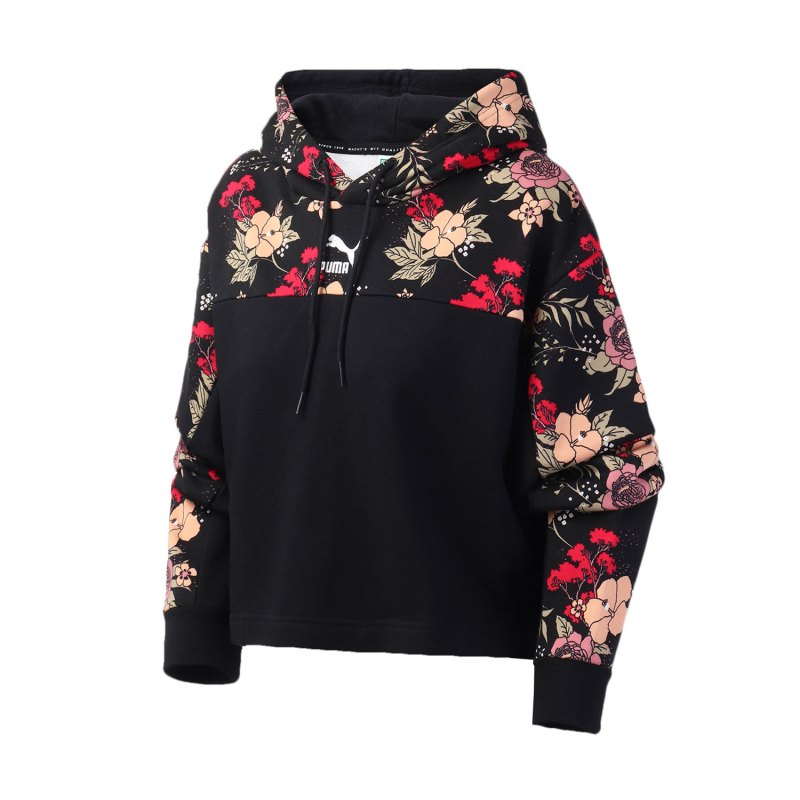 PUMA彪马女装运动服休闲针织连帽卫衣596733 M 59673301黑色