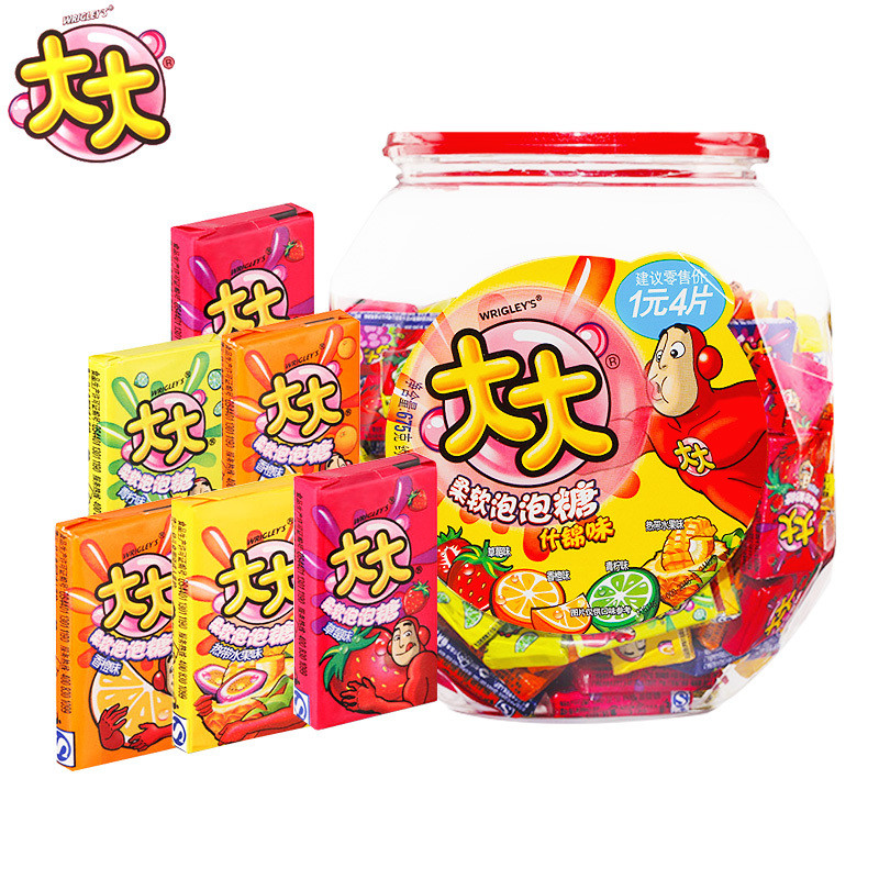 大大泡泡糖 箭牌口香糖大大泡泡糖什锦味675g桶约150片休闲食品儿童怀旧零食