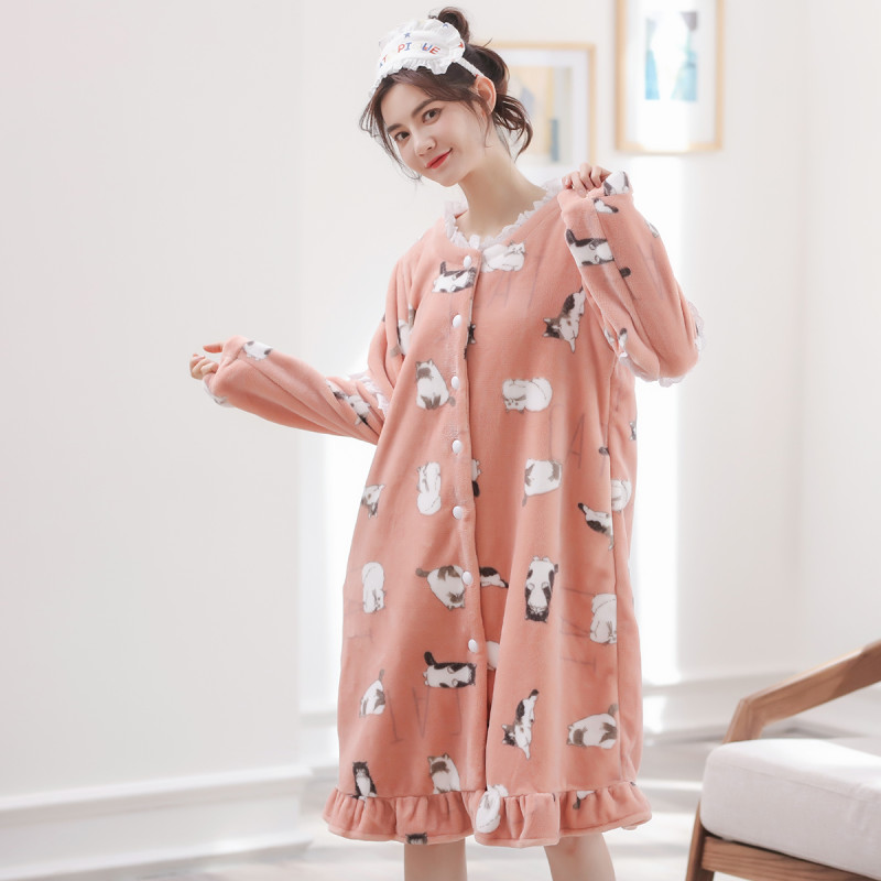安之伴家居服睡裙C34B239 L 虾色