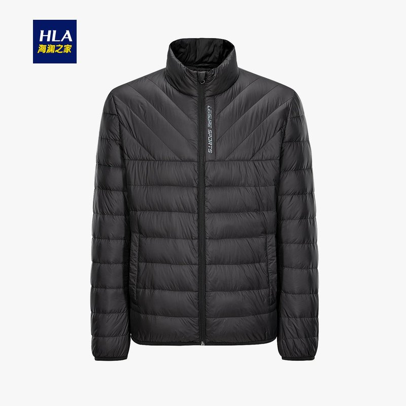 HLA海澜之家经典净色羽绒服2019秋冬大气立领保暖外套男 HWRAJ3R050A 黑色93 175/92A/L