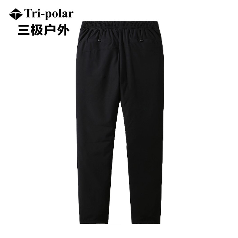 三极户外(Tripolar) TP5411 羽绒裤男外穿休闲修身白鸭绒加厚弹力面料直筒运动羽绒棉裤 L 黑色