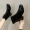 迪鲁奥（DILUAO)2019新款秋冬季马丁靴英伦风低跟中粗跟短靴前拉链方头时尚女靴子 黑色 38.